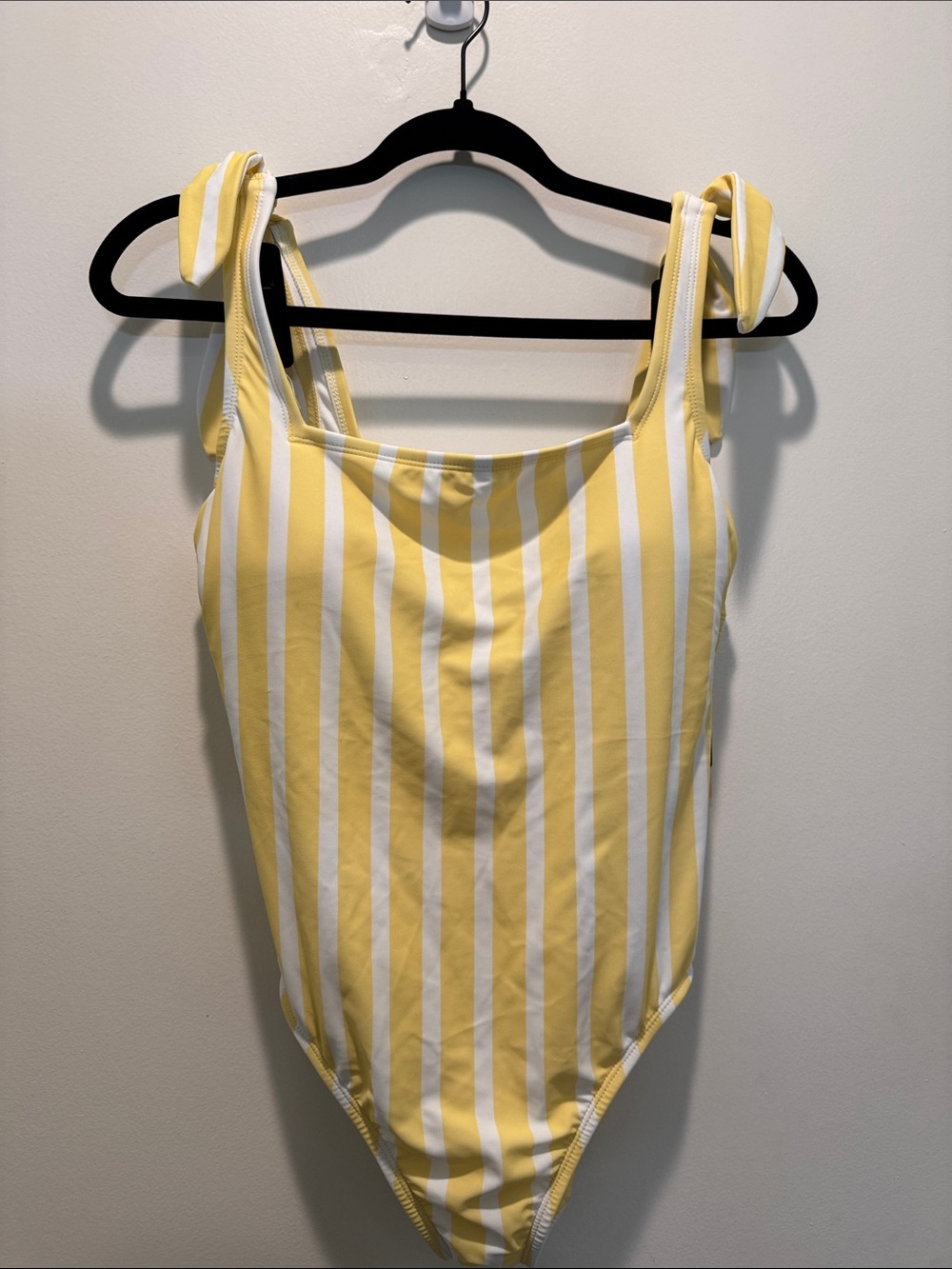 Kona Sol Yellow and White Striped One-Piece Swimsuit
